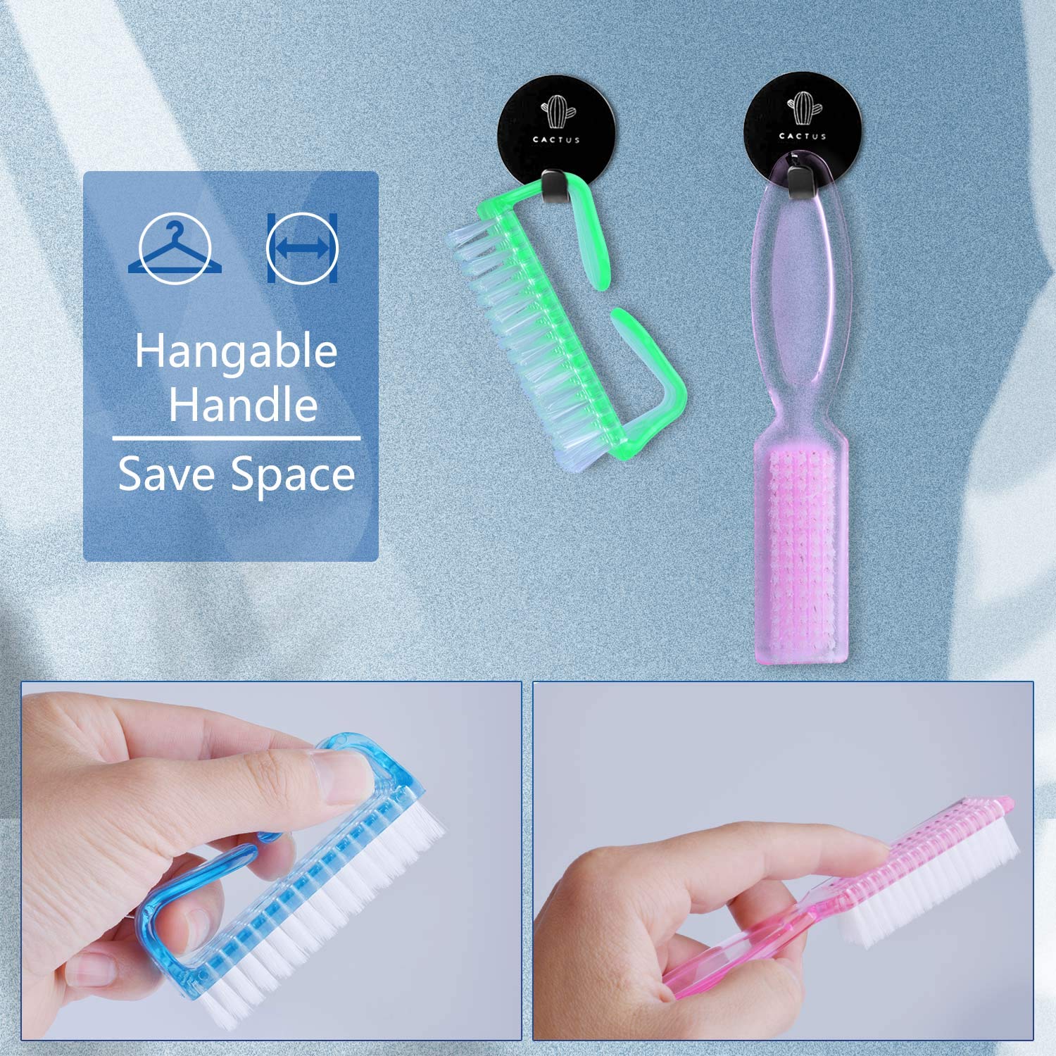 Handle Grip Nail Brush, 4 Pieces Hand Fingernail Scrub Cleaning Brushes Kit with 1 Piece Pedicure Brush for Toes and Nails Cleaner Men Women : Beauty