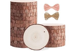5ARTH Natural Wood Slices - 20 Pcs 3.5-4.0 inches Craft Unfinished Wood kit Predrilled with Hole Wooden Circles for Arts Wood Slices Christmas Ornaments DIY Crafts