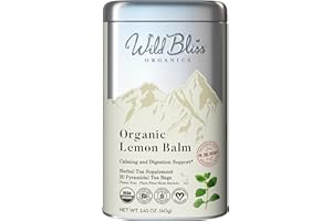 WILD BLISS Organic Lemon Balm Tea - Caffeine Free Calming Herbal Tea - Pharmacopoeia Potency - 20 Plant Based Tea Bags