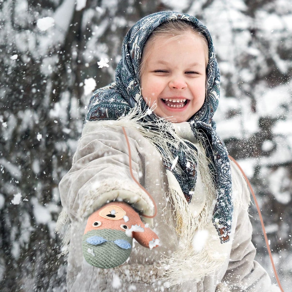 Vbiger Kinder Gestrickte Handschuhe verdickte Gestrickte Handschuhe Weiche Outdoor Winterhandschuhe Warme Handschuhe Bequeme Handschuhe mit niedlichen Cartoon Muster für Kinder zwischen 4-8 Jahre alt