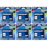 Brother Genuine P-Touch 6-Pack TZe-211 Laminated Tape, Black Print on White Standard Adhesive Laminated Tape for P-Touch Label Makers, Each Roll is 0.23"/6mm (1/4") Wide, 26.2 (8M) Long