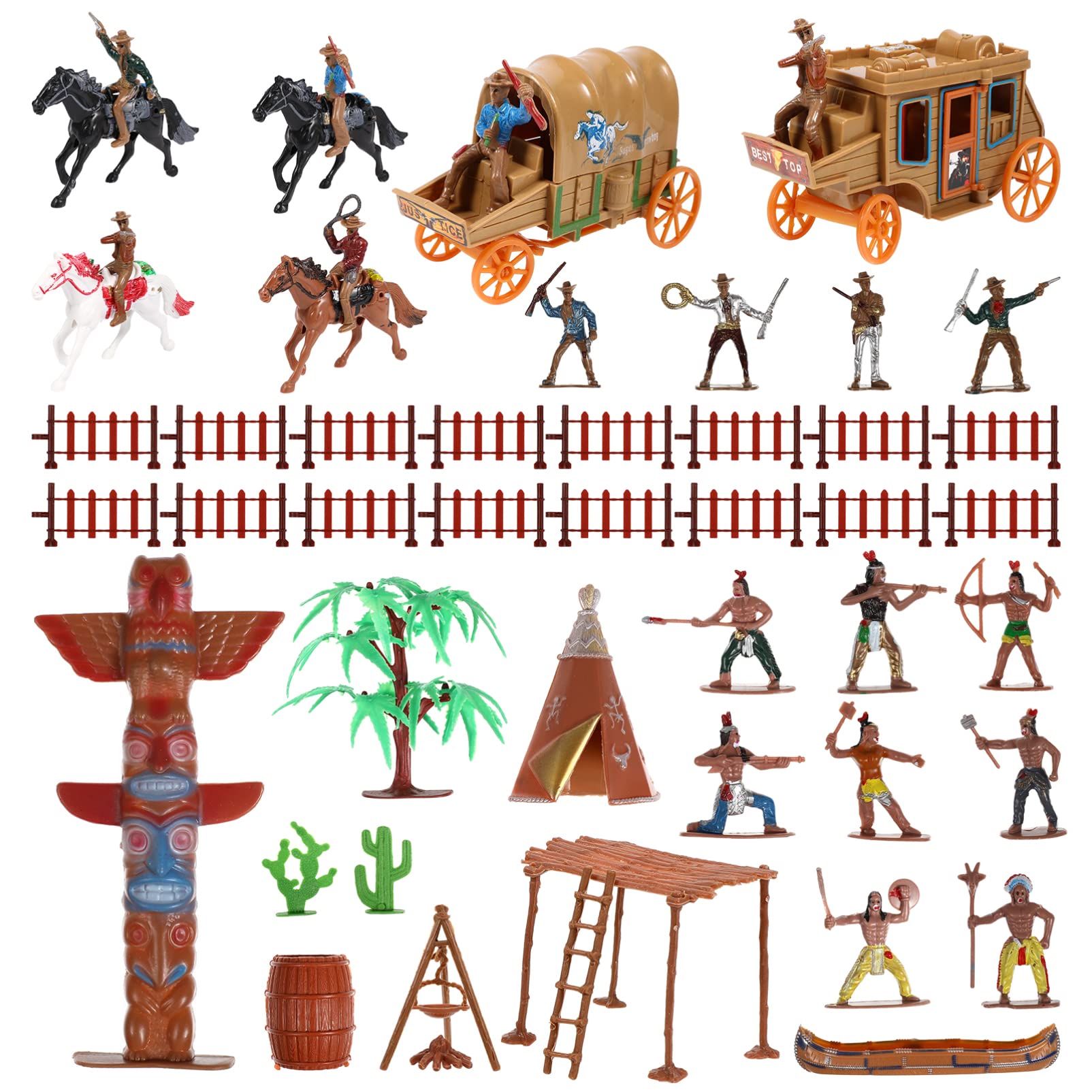 STOBOK Indians Figures Models: Wild West Cowboys Figure Playset Set Miniature Historical Native American Indians Figures Toys for Toddlers Children Kids School Project