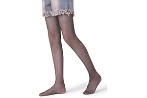 Henwarry Girls Sparkle Fishnet Stockings Children's High Waist Tights Rhinestone Hollow Out Party Pantyhose
