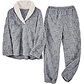 AMEBELLE Pajamas for Women Set Winter Plush Thermal Flannel 2 Piece Lounge Set Women Soft Sleepwear with Pockets