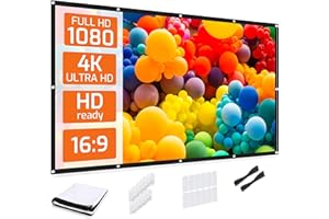 Projector Screen, HYZ 120 inch Portable Projector Screen Indoor Outdoor Projection Screen 16:9 4K HD Wrinkle-Free Foldable Movie Screen for Backyard, Double Sided Projection for Home Theater