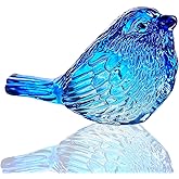 H&D HYALINE & DORA Blue Glass Bird Figurines Bird Gifts for Bird Lovers Women Crystal Glass Animal Figurine Collectible for Home Shelf Decor
