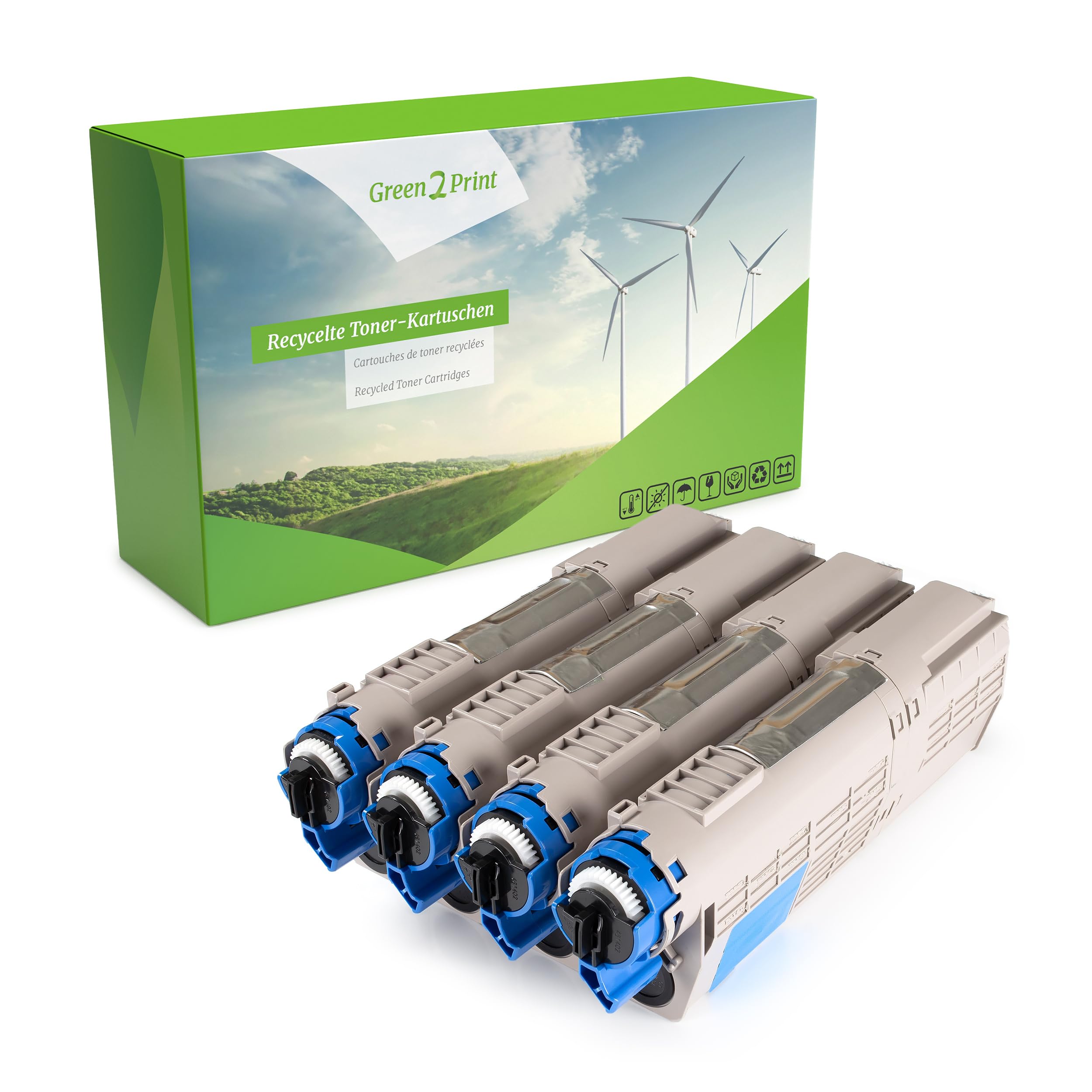 Green2Print Toner Set, 4 cartridges 4x 1500 pages Toner cartridge for OKI MC563DN, MC573DN, C532DN, C542DN