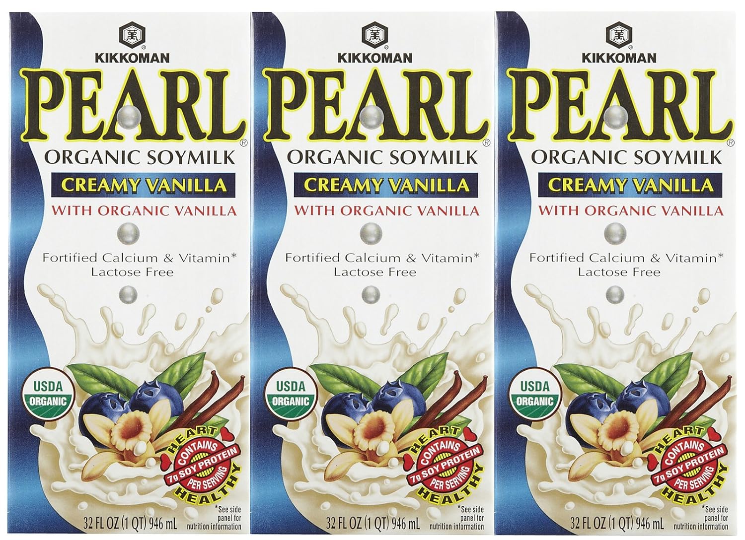 Kikkoman Pearl Organic Soymilk (Creamy Vanilla) (1 x 32 FL OZ Amazon