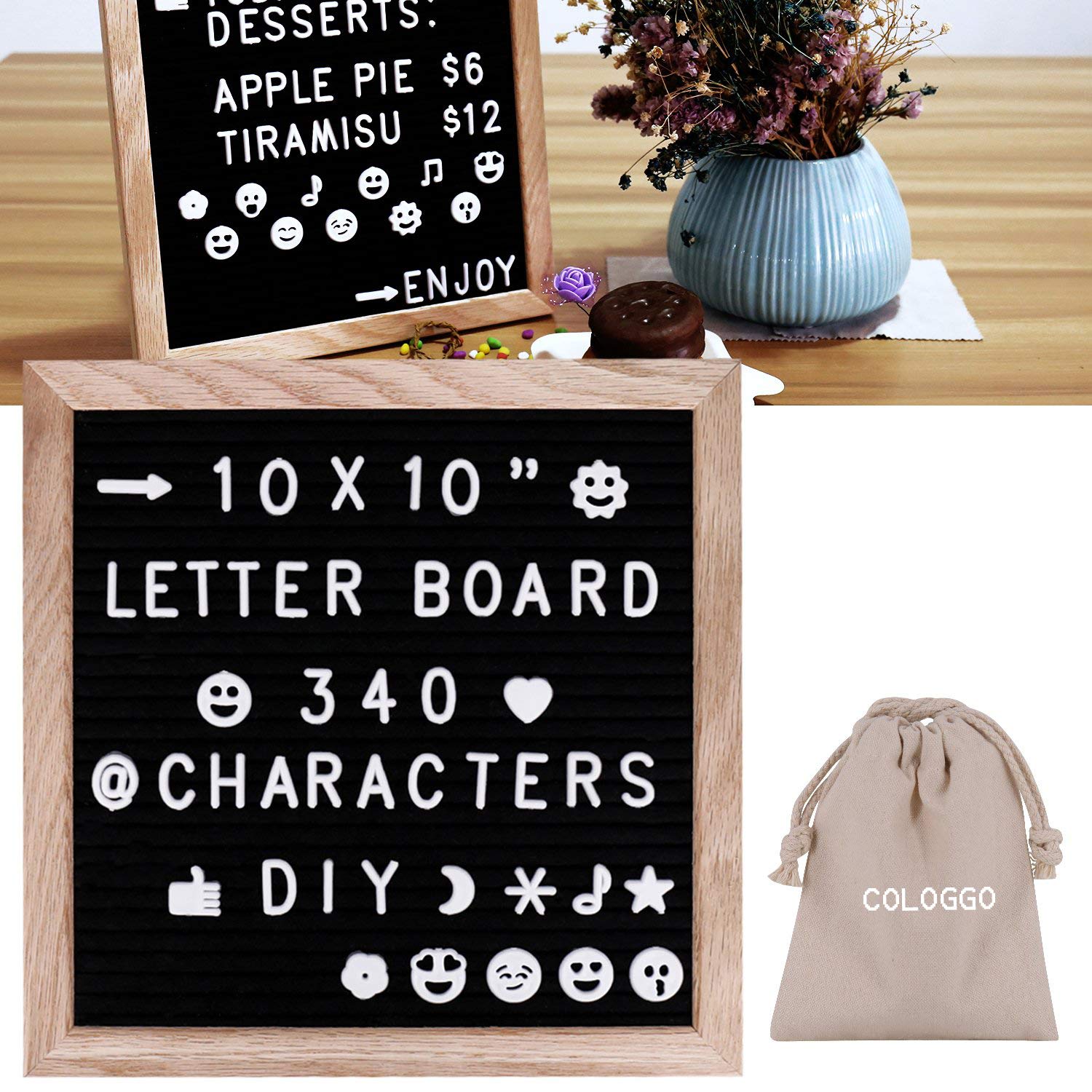 Black Felt Letter Board Message Board 10 by 10 with 290