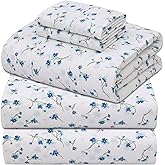 ZOYER 100% Cotton Sheets – Split King Size Percale Bedding, Cooling & Breathable, Durable with a Crisp, Soft & Comfortable Feel, 16" Deep Pocket, 5-Piece Set, La Laa Flower