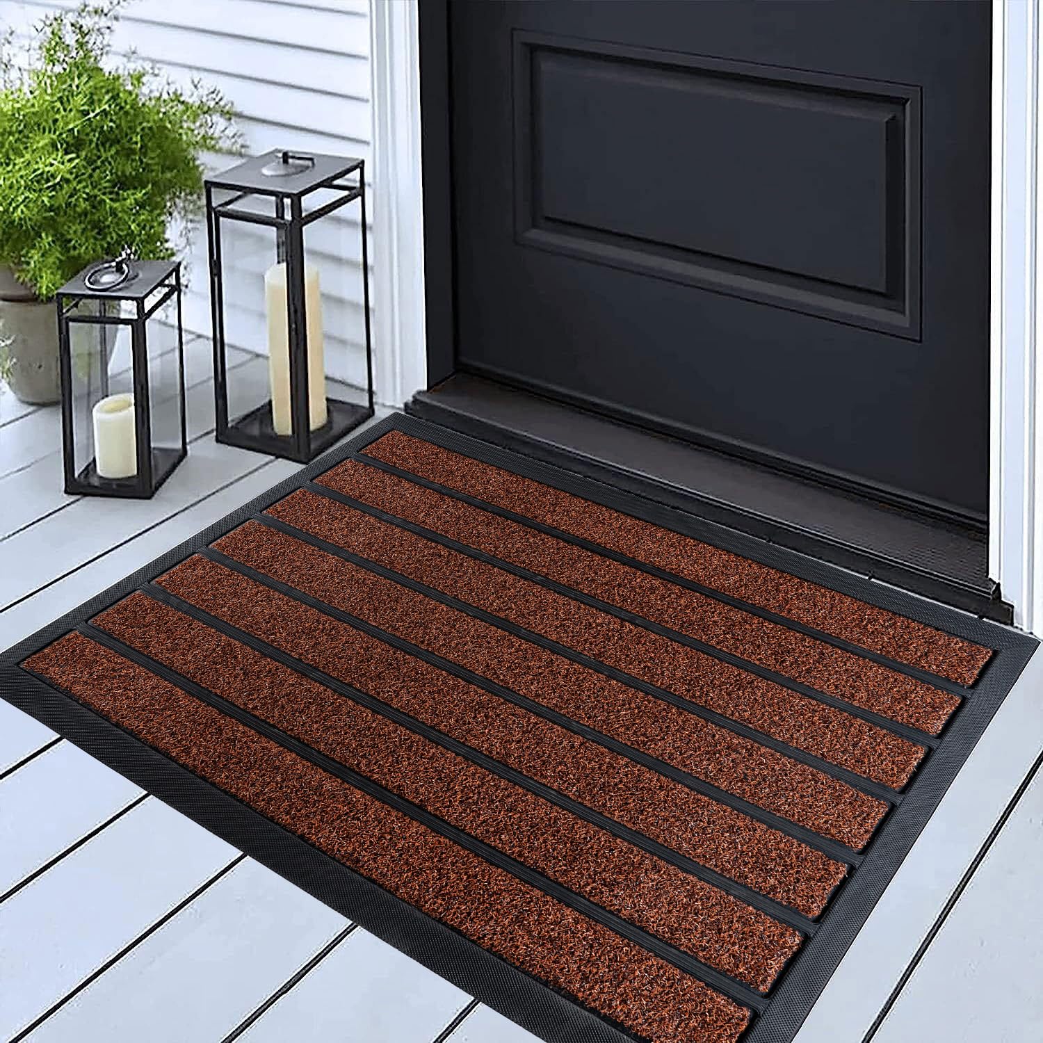 ubdyo Door Mats Indoor - Extra Durable Dirt Trapping Indoor Mats - Non-slip Rubber Door Mat - Low Profile Welcome Mat - (43 x 76 cm, Bright Burgundy)