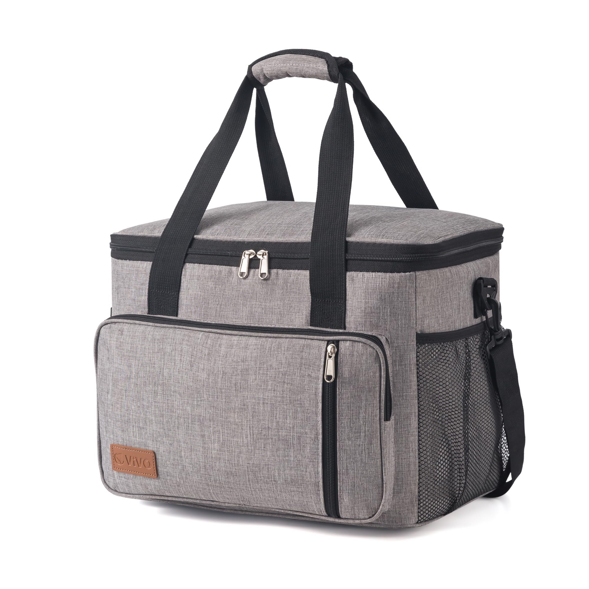 30L Cooler Bag Thermal Insulated Picnic Family Lunch Bag Waterproof Cool Bags Large Shopping Bag for Beach Picnic Camping Travel Grey