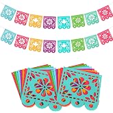 Qpout 2 Mexican Fiesta Party Decorations Banners, Felt Cinco de Mayo Decorations Banner, Day of The Dead Decor Papel Picado Banner, Dia De Los Muertos Garlands, Fiesta Birthday Baby Shower Flags