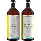 Calily Life Organic Moroccan Argan Oil Shampoo + Conditioner with Dead Sea Minerals, Duo Set, 33.8 Fl. Oz. Each &ndash; Concentrated Extra-strength Formula &ndash; Restores, Enhances, Softens and Shines