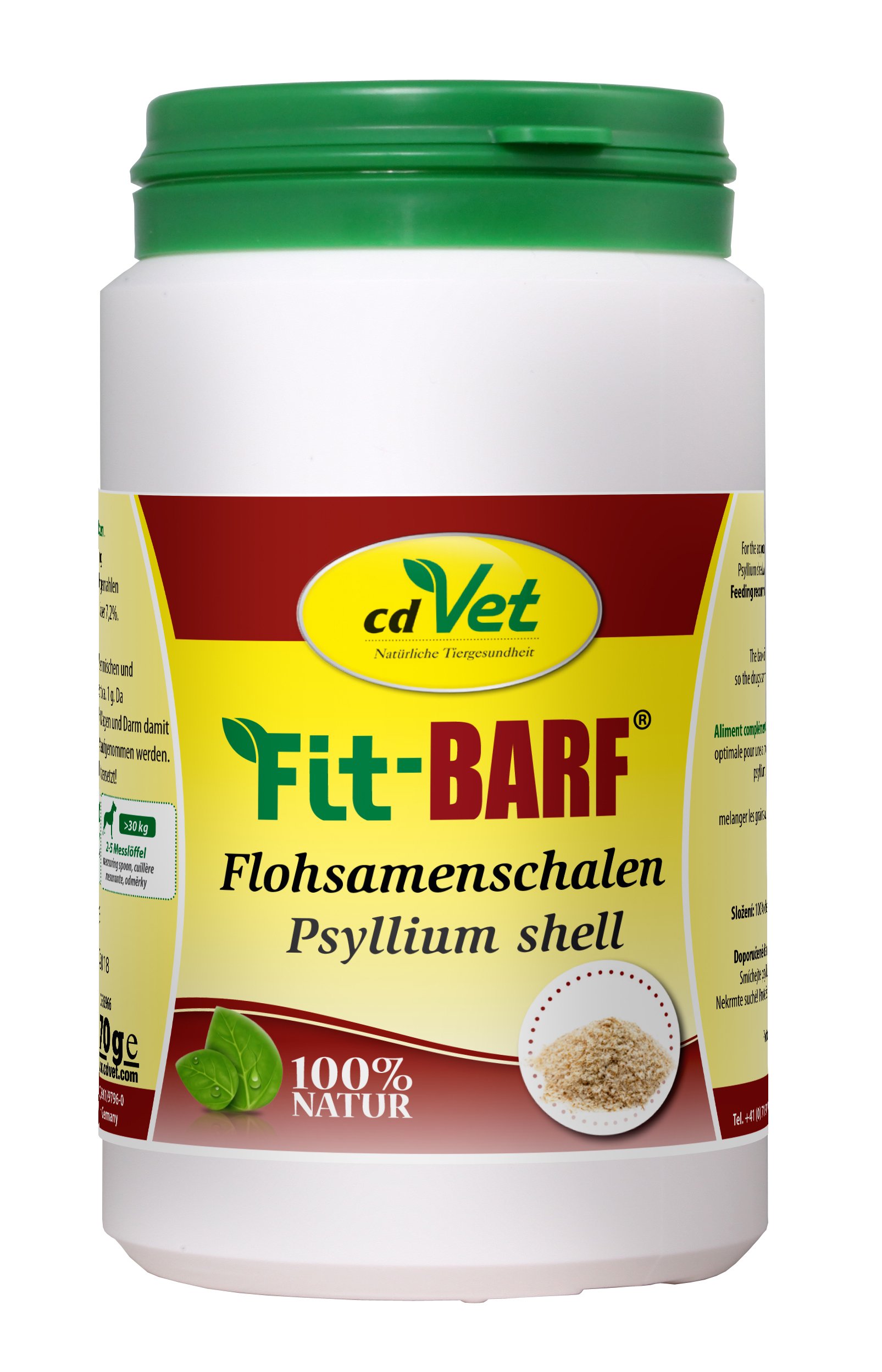 cdVet Naturprodukte Fit-BARF Psyllium Shell 170 g - Dog & Cat - fiber - for easy-to-feed dogs - as a saturation supplement - increase the feces volume - anal gland - raw feeding - BARF -