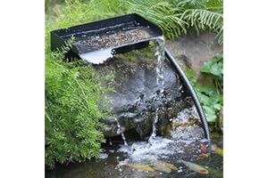 POPOSOAP 8Inch Pond Waterfall Spillway with Pump Kit, 304 Stainless Steel Pond Waterfall Box, Pond Spillway with 9.8FT Corrugated Tubing for Garden Waterfall Water Features-P42