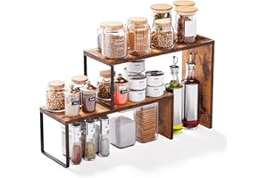 Vfelf Kitchen Countertop Organizer, Spice Rack Cabinet Organizer Shelf Stackable Counter Corner Shelves Organization and Stor