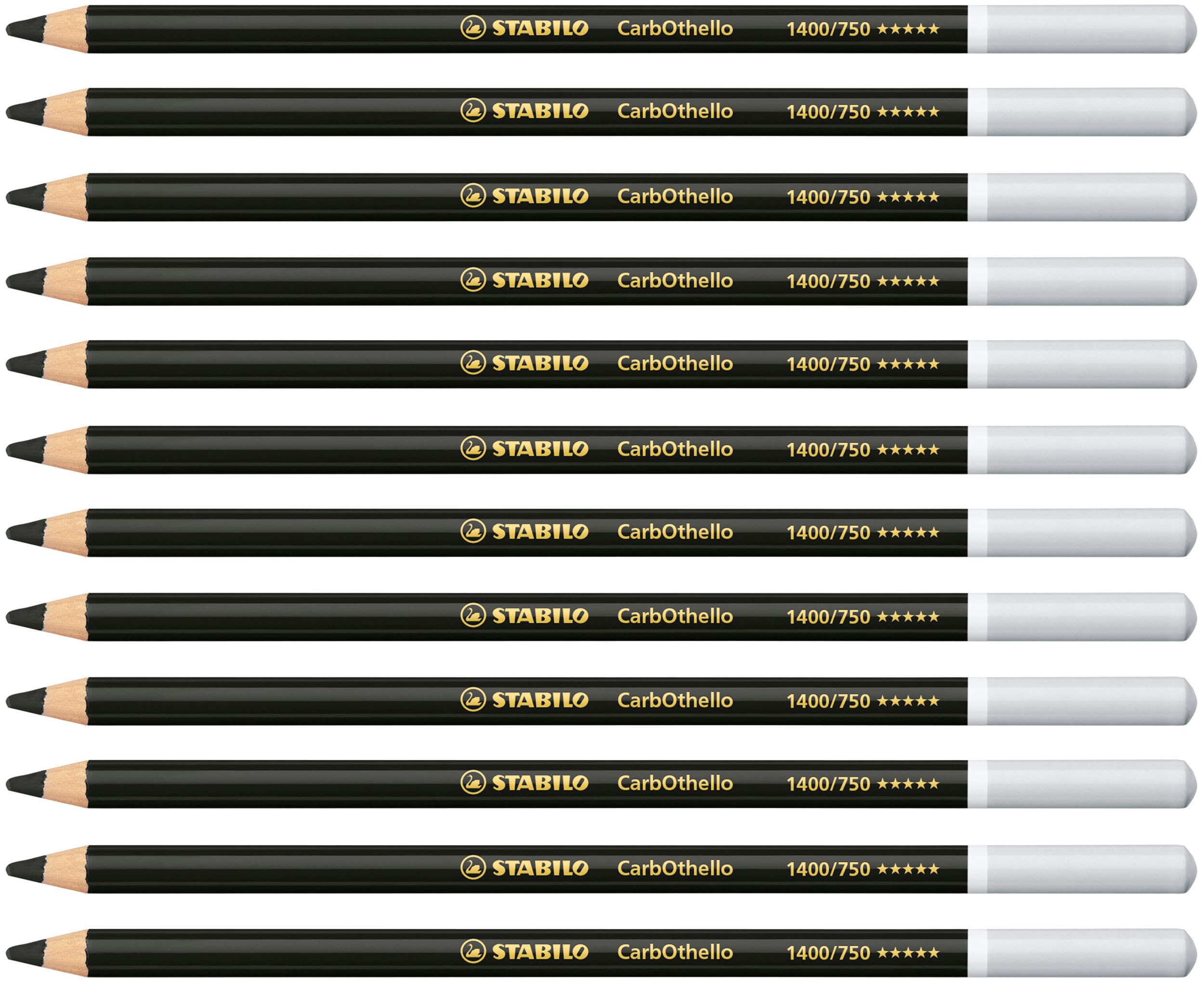 STABILO CarbOthello - Chalk-Pastel Pencil - Pack of 12 - Neutral Black