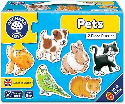 Orchard Toys Pets 2 Piece Puzzles, 6 Count