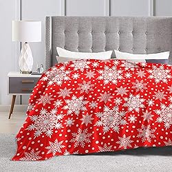 Perinsto Winter Snowflakes Red Snow Throw Blanket
