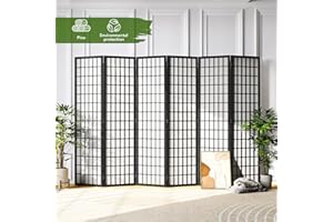 JOSTYLE Room Divider 6 Panel, 5.9 Ft Folding Privacy Screen for Room Separation, Shoji Screen Japanese Style Room Divider Wall, Black