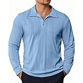 PRIVIMIX Mens Knit Polo Shirts Long Sleeve Fashion Textured Polo Sweater Stretchy Pullover Sweaters for Men Casual Golf Shirt