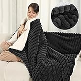 Electric Throw Blanket, Super Cozy Luxury Faux Fur & Sherpa with 5 Heating Levels & 4 Hours Auto Off, Fast Heating & Overheat Protection, 50x60 Inch Heated Throw Choice of Gift, Charcoal