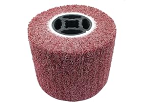 Marvexi 60 Grit Surface Conditioning Tool Drum Non-Woven Wire Drawing Flap Wheel, Abrasive Nylon Drawing Wheel Drum Burnishing Polishing Brush for Wood Metal Surface Polishing