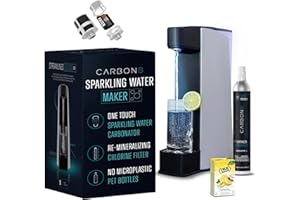 Carbon8 Sparkling Water Maker Machine - Home Soda Stream Machine, Screw-In CO2 Carbonator, Countertop Water Mineralizer, Seltzer Soda Maker Machine Dispenser - CO2 Cylinder Included - Aluminum