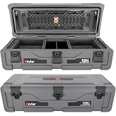 SRX-110 Overlanding Cargo Case &ndash; 110L Waterproof Storage Box for Camping, Off-Road &amp; Truck Bed Gear &ndash; Heavy-Duty Lockable Storage with Gas Strut Lid, Stackable Design &amp; Interior Organizer Tray (Gray)