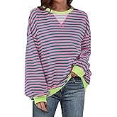 ANRABESS Women Striped Sweatshirts Oversized Crewneck Long Sleeve Shirts Y2K Pullover Top 2025 Fall Outfits Fashion Clothes