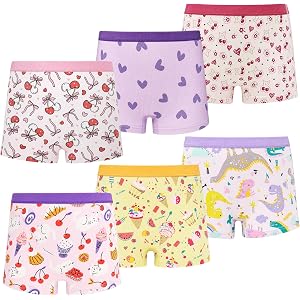 MooMoo Baby Toddler Girls Underwear Shorts Cotton Boyshort Panties 3T-9Y | Soft, Breathable Cotton, Comfy Boxer Brief Fit, Wi