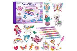 goldentime Diamond Art Kits for Kids Including 6 Diamond Painting Bracelets, 4 Diamond Art Keychains and Colorful gem Stickers, Fun Gem Painting Kits, Perfect Crafts Kits for Girls Aged 4-12