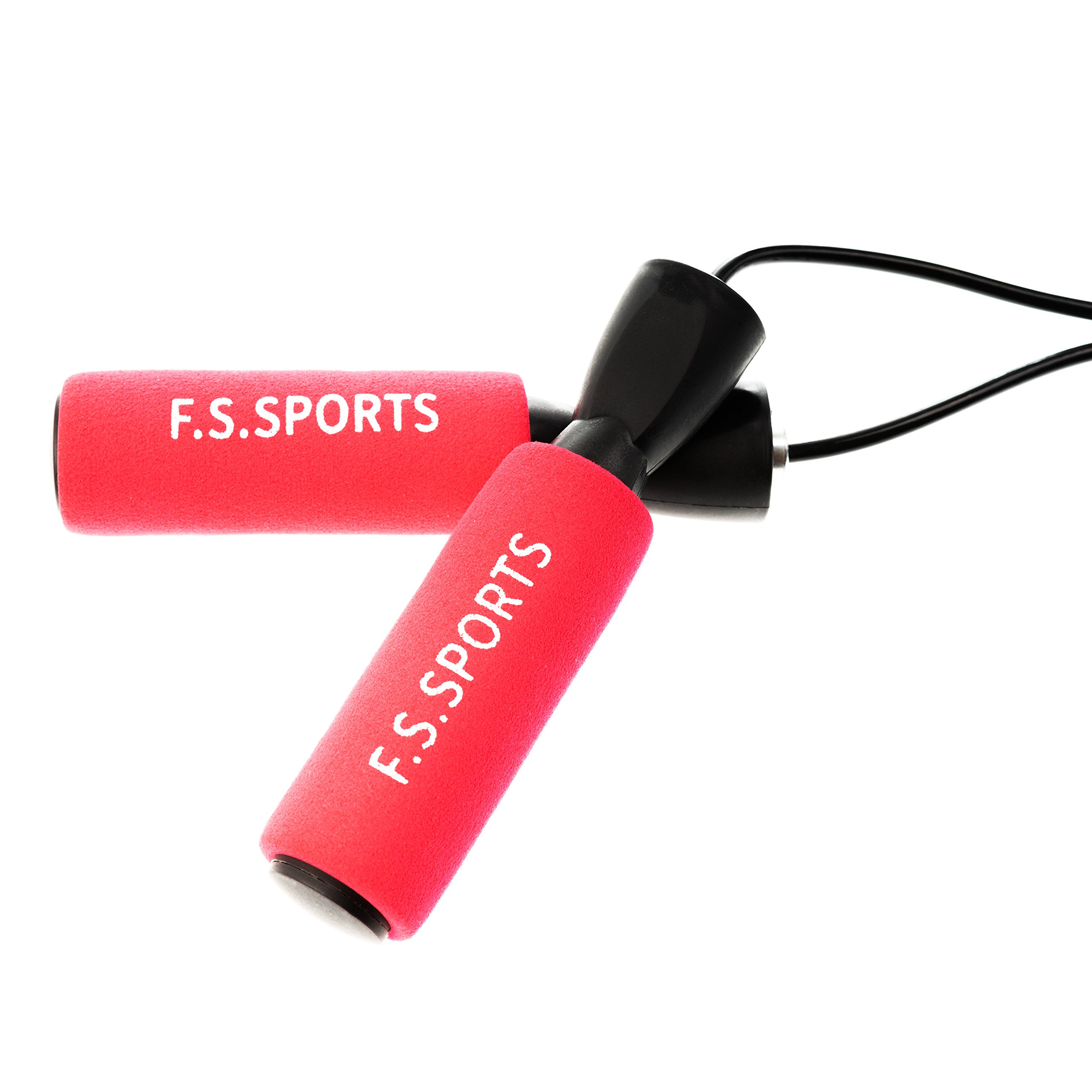 FS Sports Premium skipping rope/speed rope - perfect for training, fitness, boxing; length adjustable, comfortable grip, red