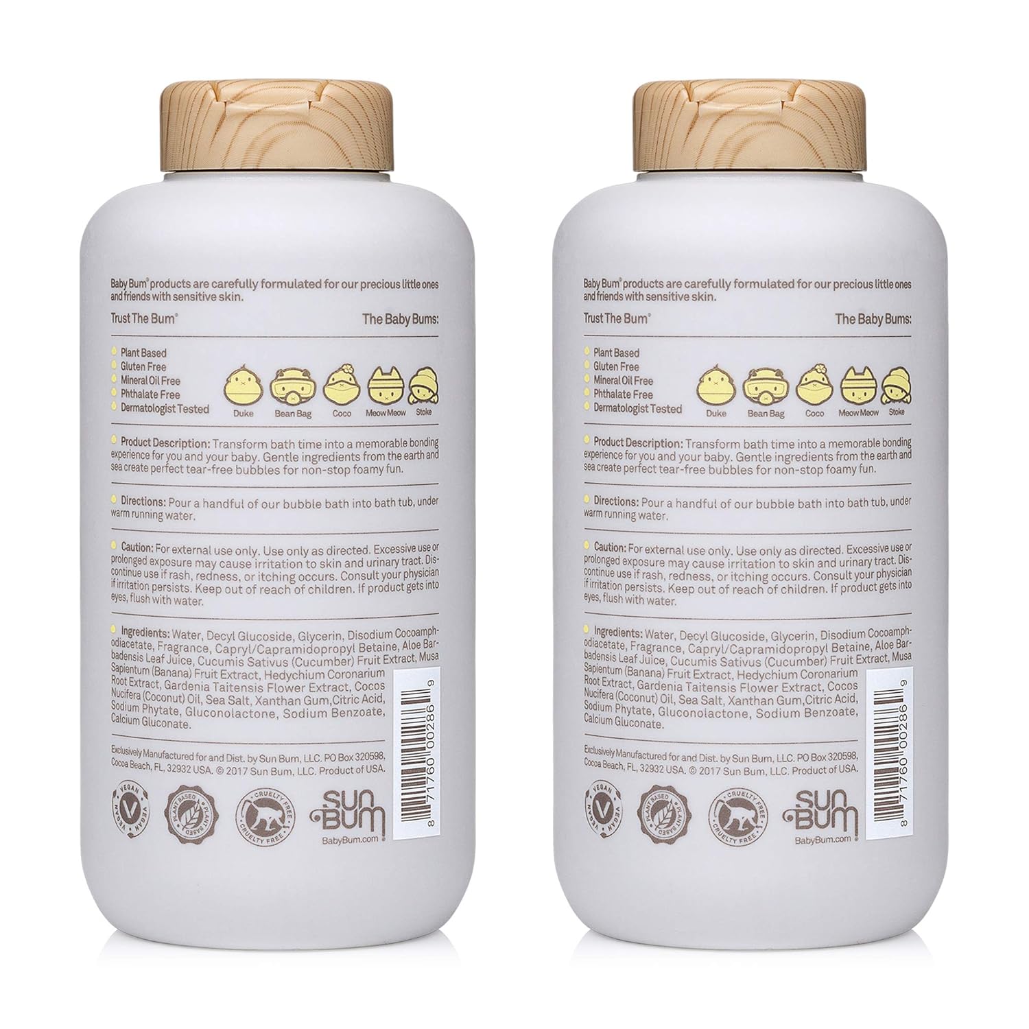 Baby Bum Bubble Bath | Tear Free Foaming Bubble Bath for Sensitive Skin with White Ginger| Natural Fragrance | Gluten Free and Vegan | 12 FL OZ | 2 Pack : Baby