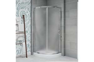 OVE Decors Breeze 32 in. x 76 in. Rounded Frosted Glass Sliding Corner Shower Kit | Includes Glass Panel, Glass Door and Acrylic Shower Base, in Chrome Finish