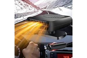 LILITUAN Car Heater,200W 12V Heater Windshield Defroster,Portable Heater for Car Plug in Cigarette Lighter,2-in-1 Fast Heating & Cooling Modes with 360° Rotating Base (Black)