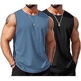 COOFANDY Men's Workout Tank Tops Sleeveless Gym Muscle Tee Shirts 2 Pack Casual Breathable Waffle Knit Tanks