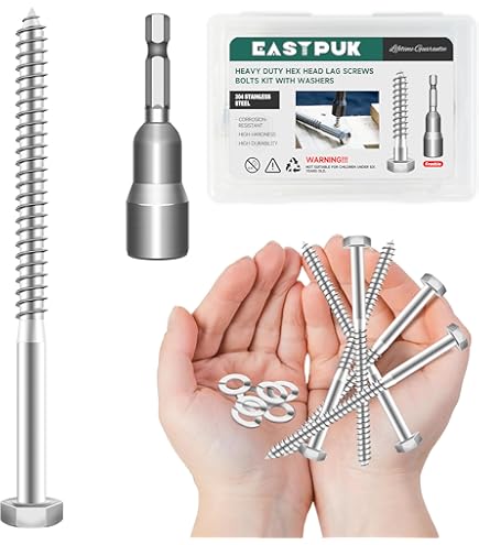 5/16″ X 3″ Hex Head Lag Screws – 304 Stainless Steel (18-8), Partially Threaded, 5-Pack – Heavy Duty Wood Screws By IMSCREWS