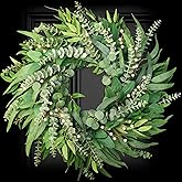 22 Inch Eucalyptus Wreaths for Front Door Year Round, Large Green Artificial Farmhouse Wreath for Home Decorations Outdoo Indoor Wall Window Porch