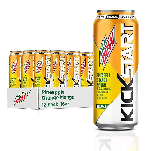 MOUNTAIN DEW KICKSTART, PINEAPPLE ORANGE MANGO, 90MG CAFFEINE,...