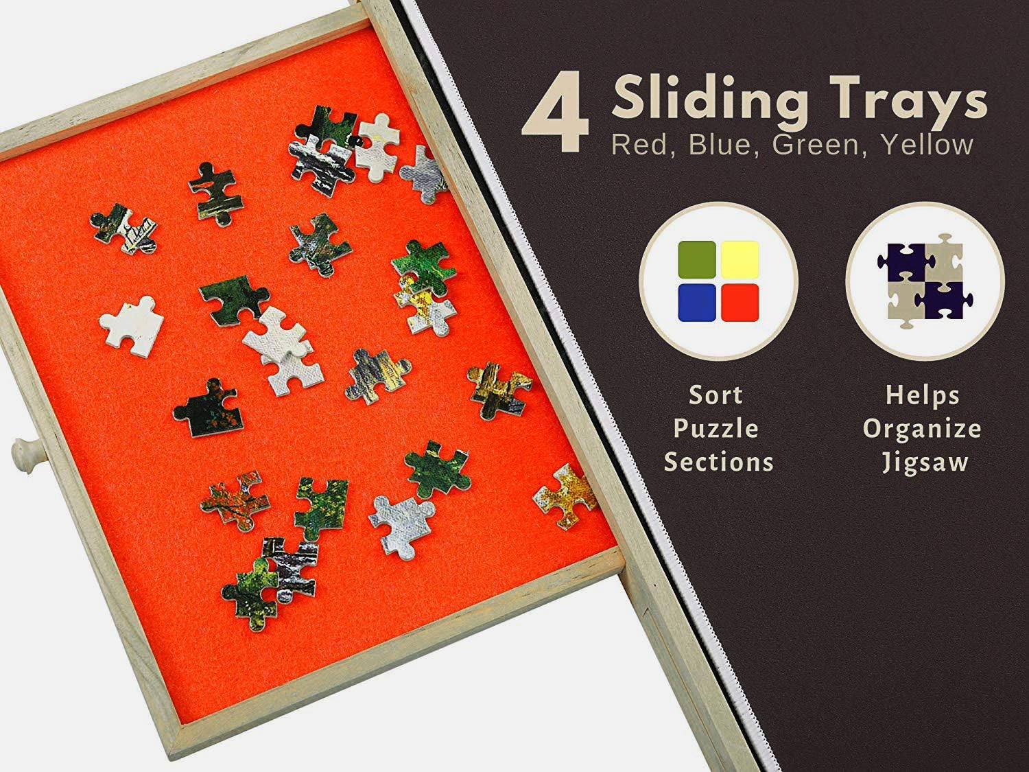 Portable Puzzle Board & Storage Table - Quality Jigsaw Puzzle Board, Fits 1000 Piece Puzzles. Lightweight, Easy to Store, 4 Color Sliding Drawers, Plus Puzzle Mat, Fun at Your Fingertips, Great Gift: Toys & Games