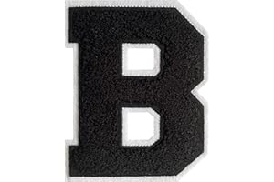 GROZON Varsity Letter Patches Black Chenille Letter Patches 4-1/2" Letterman Jacket Patches Iron on Letter Patches for Clothing (Black-B)