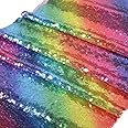 Rainbow Sequins Table Runner Rectangle Placemats Table Cover Wedding Summer Hawaiian Party Holiday Baby Shower Christmas Table Setting Decor, 12 x 72 Inches