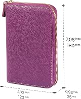 LONDO Genuine Leather Padfolio Purple with Zip Pen Holder Notepad view 2