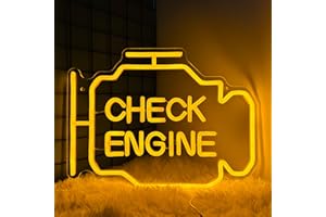 ABOOLY Check Engine Light Neon Sign for Man Cave Decor, LED Garage Wall Art, Funny Gifts for Dad & Car Guys, Man Cave Auto Repair Shop Mechanics Workshop Sign, USB Powered(15.7x11.8in,Yellow)