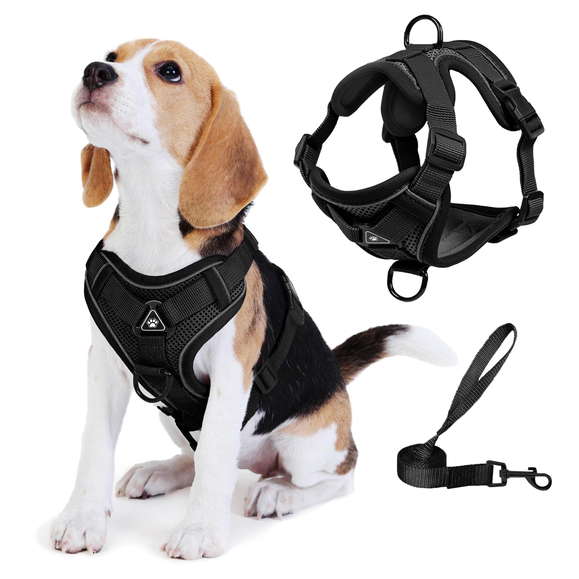 Photo 1 of Jolifield No Pull Dog Harness with Leash Set for Small Sized Dog, Reflective Adjustable No Choke Front Clip Cat Vest Harness with Breathable Mesh, Comfortable Soft Padded Pet Vest, Black M