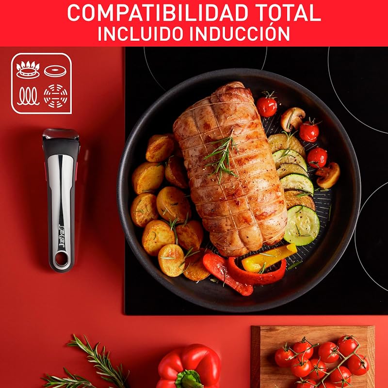 Tefal ingenio unlimited on - conjunto de 2 frigideiras + pega amovível: frigideiras 22 e 26 cm, pega intercambiável, frigideiras antiaderentes, revestimento titânio, termo-sinal, cor preto — foto 6 de 8
