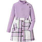 YOURUIKEY Cute Clothes for Girls Fall Winter Kids 2 Piece Outfits Sweater Plaid Skirt Tween Girls Clothing Dresses Set 8-12