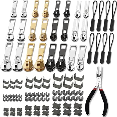 Haraqi Zip Repair Kit 105pcs - Universal Zipper Pull Replacement Set